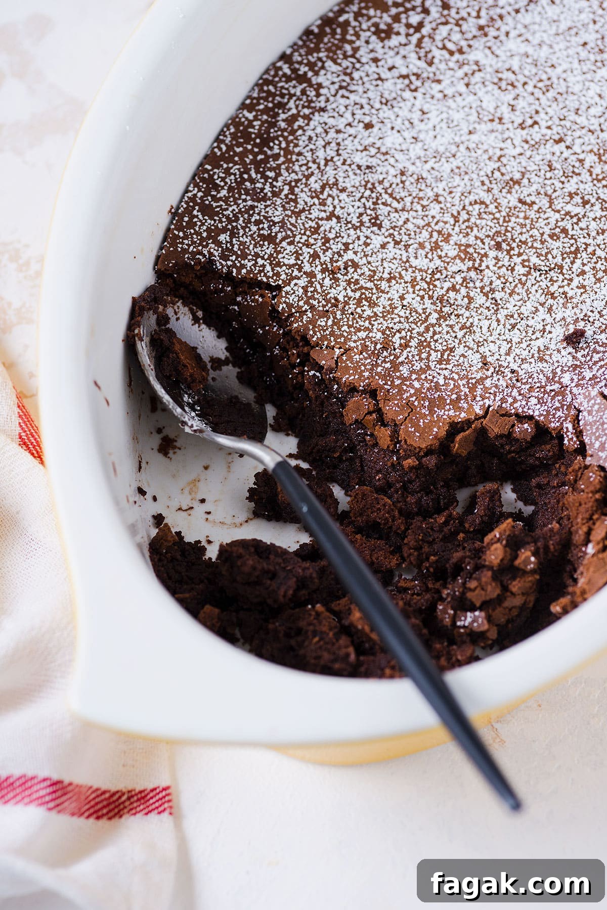 Brownie pudding in a baking dish