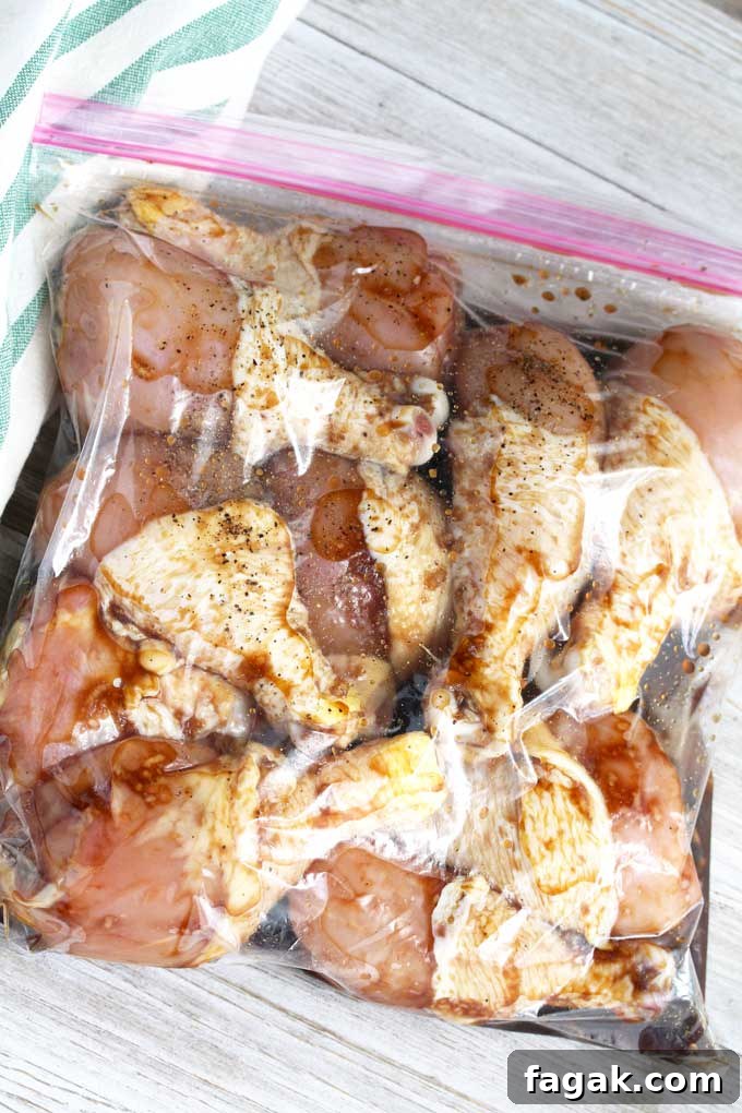 Honey Soy marinated chicken legs inside a zip top bag