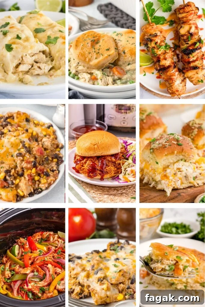 Photo collage with chicken dinner ideas.