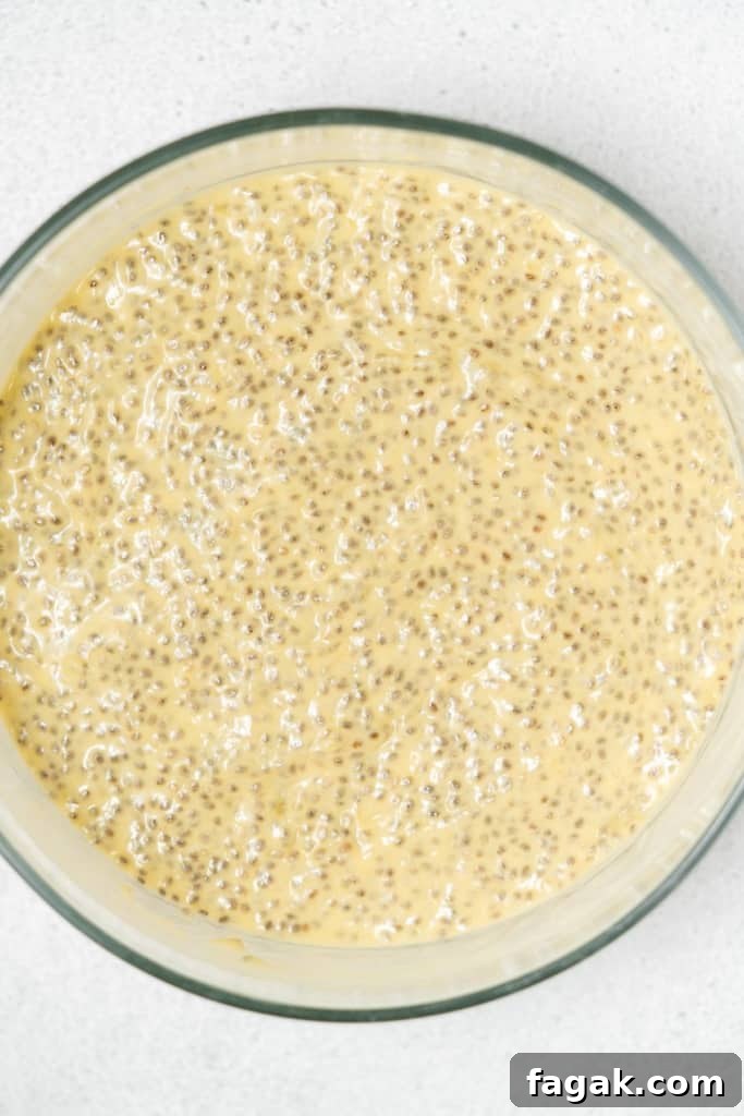 Creamy Mango Chia Pudding Recipe for Tropical Breakfast 11 thickened chia pudding in a round bowl