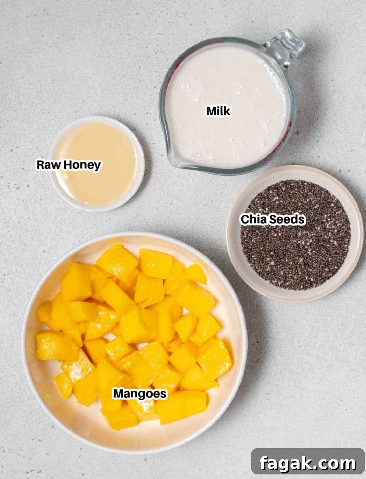 Creamy Mango Chia Pudding Recipe for Tropical Breakfast 4 ingredients to make mango chia pudding.