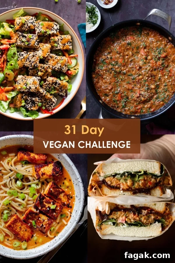 31 day vegan challenge for veganuary 2025 collage