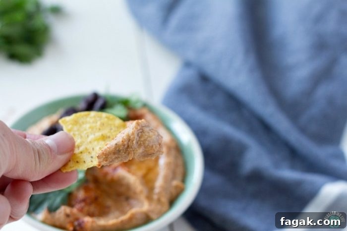 Easy taco hummus served with chips