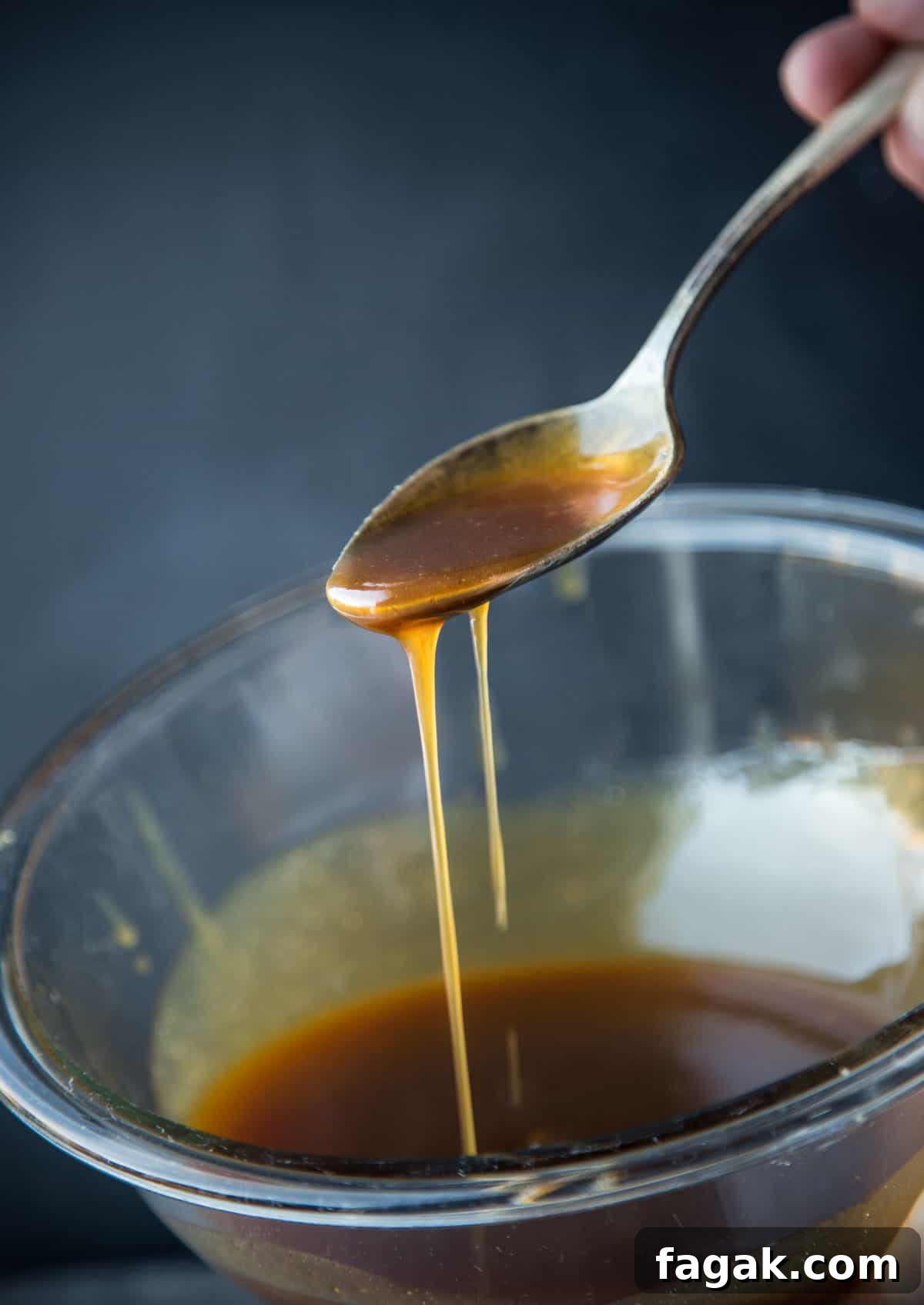 a spoonful of brown sugar glaze for ham