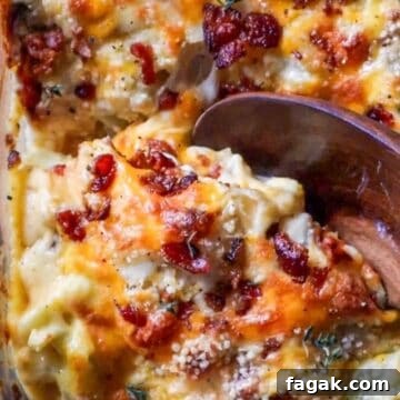 Low-Carb Cheesy Cauliflower Bake with Bacon & Mushrooms