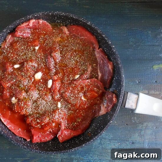 Fettina Pizzaiola - sliced beef in tomato sauce