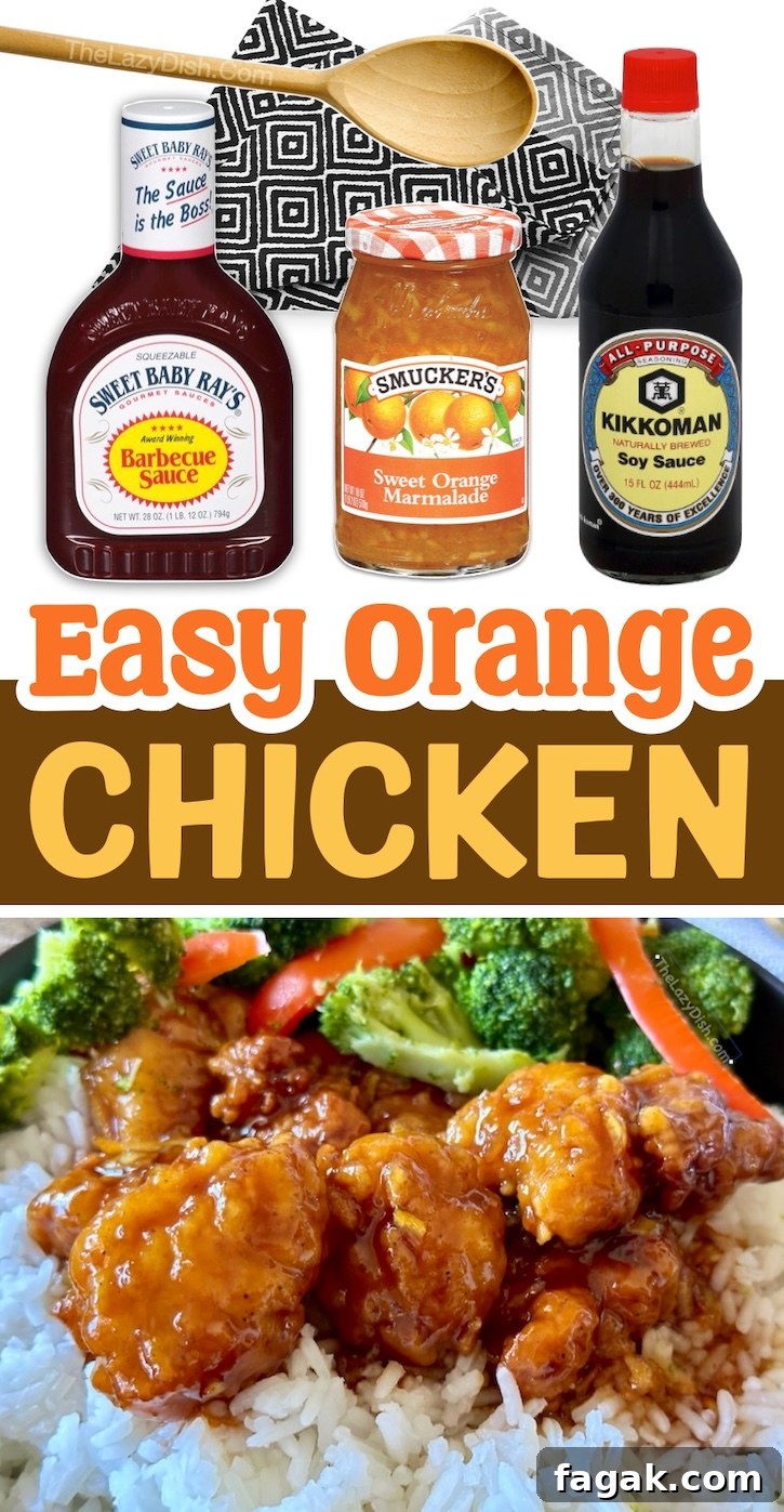 Quick and easy way to make homemade orange chicken with orange marmalade, bbq sauce and soy sauce. This last minute dinner is perfect for a family with picky kids to feed.