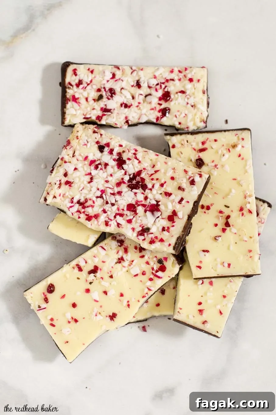White Chocolate Peppermint Bark Ice Cream Recipe for the Holidays 2 Rich white chocolate peppermint bark ice cream is a delicious holiday treat, with bits of the popular Christmas treat mixed throughout the ice cream.