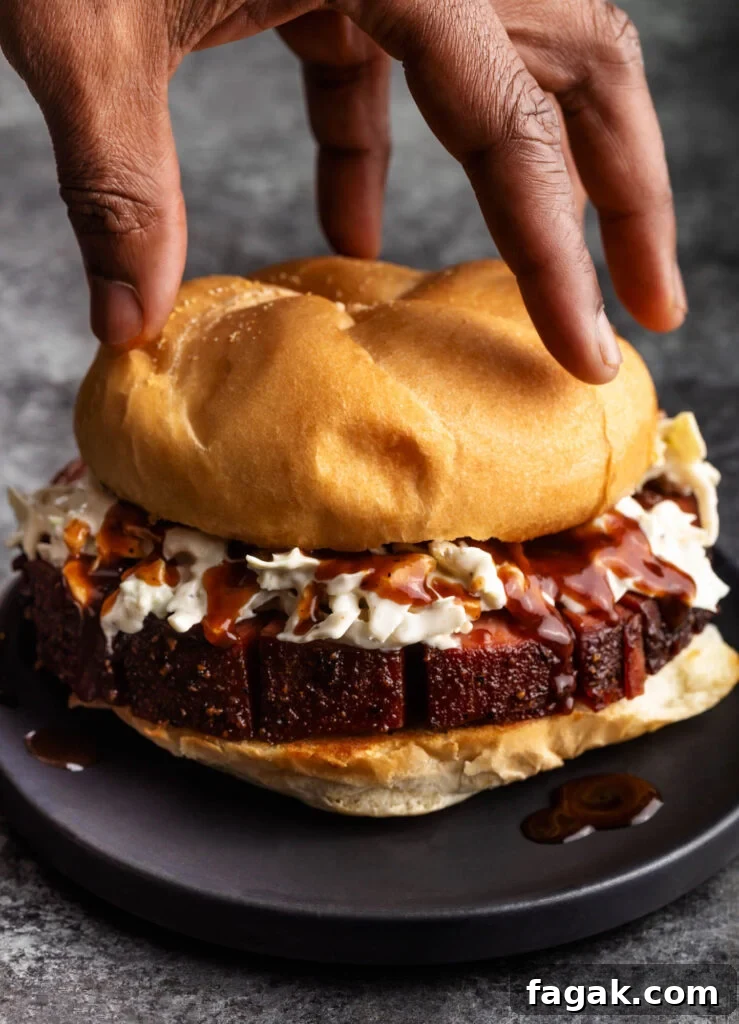 smoked bologna sandwich with cole slaw and bbq sauce