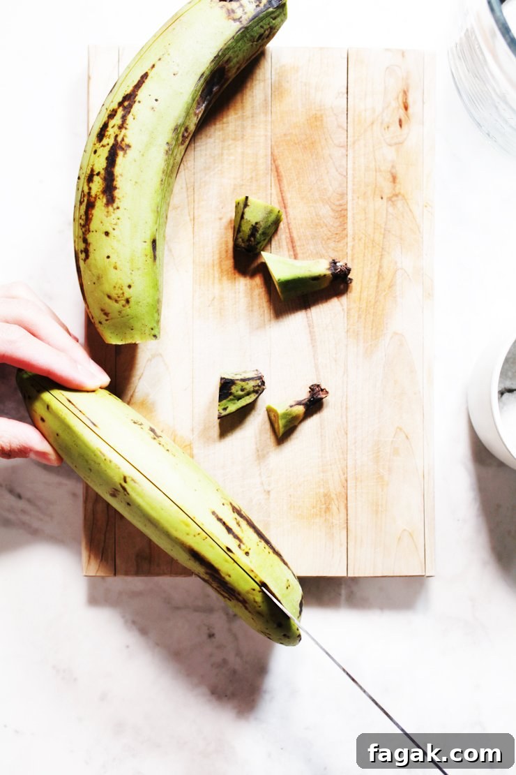 How to Cut and Peel a Green Plantain