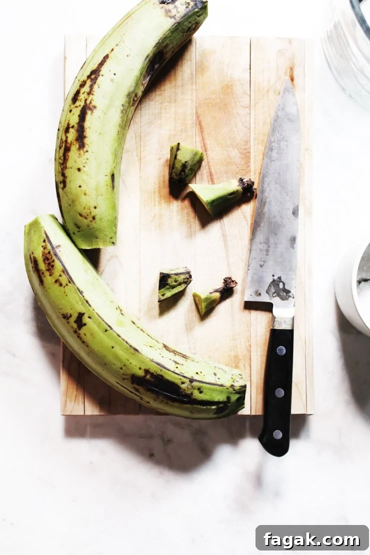 Ends Cut Off on Green Plantain
