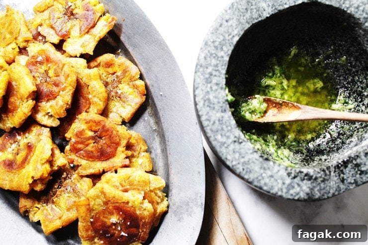 Crispy Tostones and Ajillo