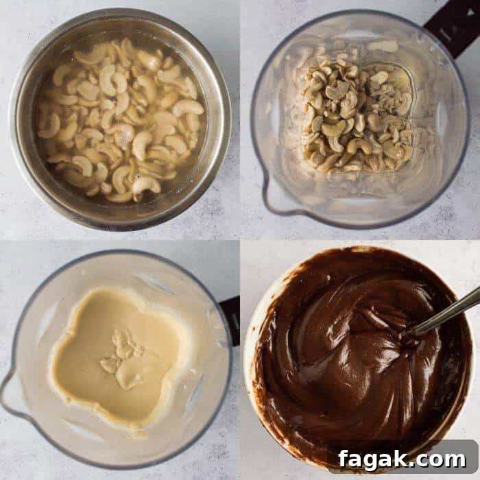 maple pecan cake step 3 - making the chocolate cashew cream frosting