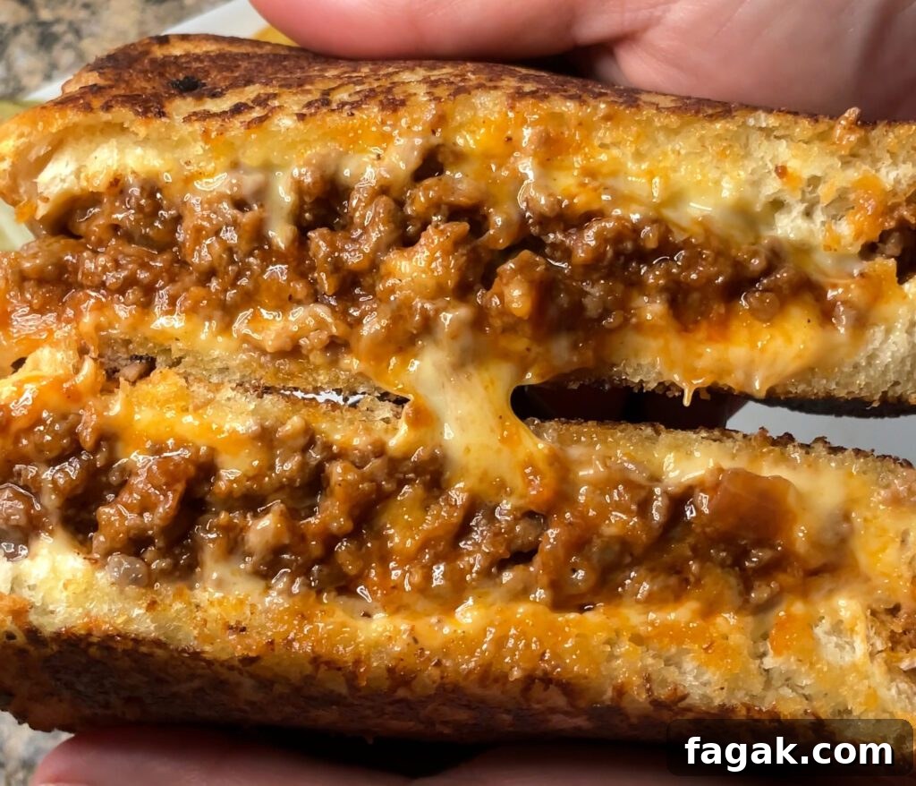 Grilled Cheese Sloppy Joe Sandwiches: Gooey, Savory Melt 2 grilled cheese sloppy joes