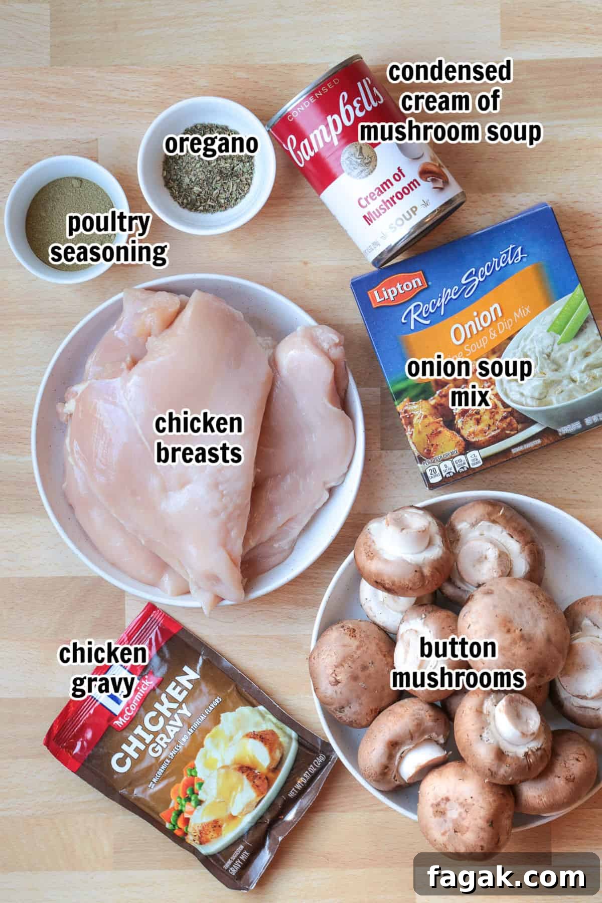 ingredients for making slow cooker chicken stroganoff