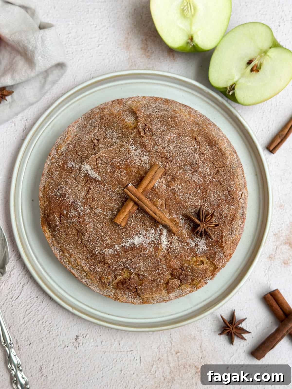 the whole apple buttermilk cake after baking.