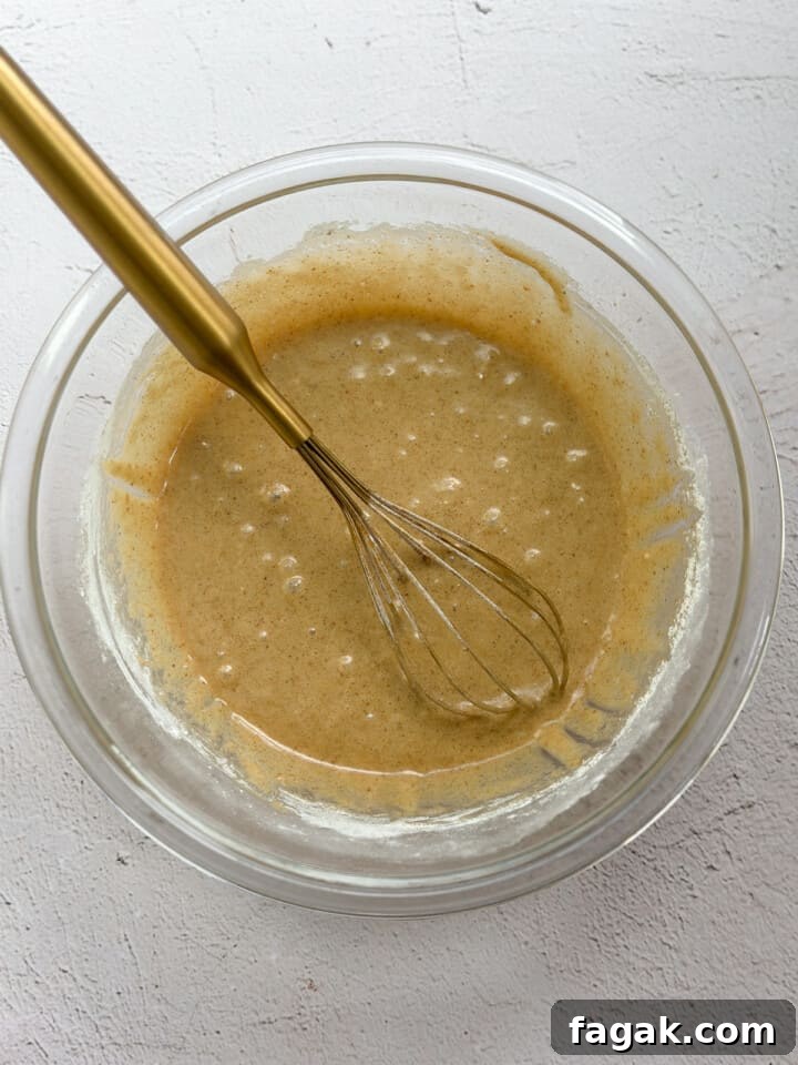 wet ingredients mixed together.