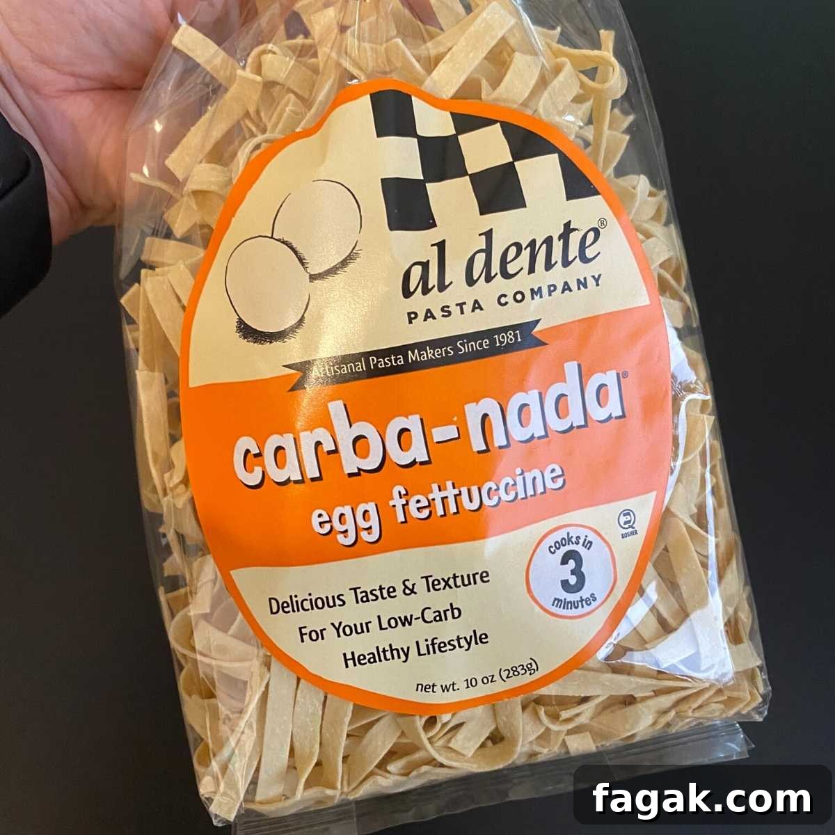Bag of carba-nada egg fettuccine.
