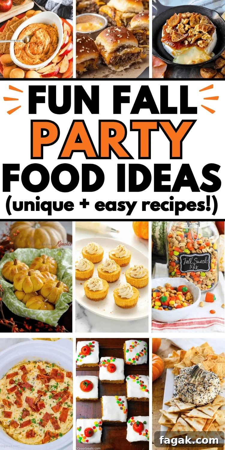 75 Crowd-Pleasing Fall Party Foods for Your Seasonal Gathering 13 Easy fall party food for a crowd! Plan your autumn party menu with these fun appetizers, side dishes, desserts, and main dishes.