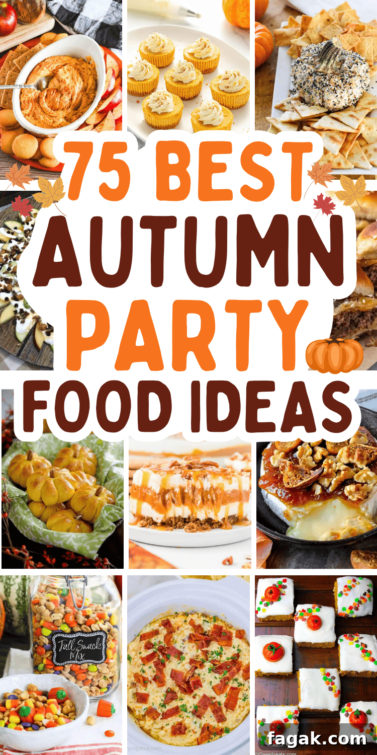 75 Crowd-Pleasing Fall Party Foods for Your Seasonal Gathering 16 Easy fall party food for a crowd! Plan your autumn party menu with these fun appetizers, side dishes, desserts, and main dishes.