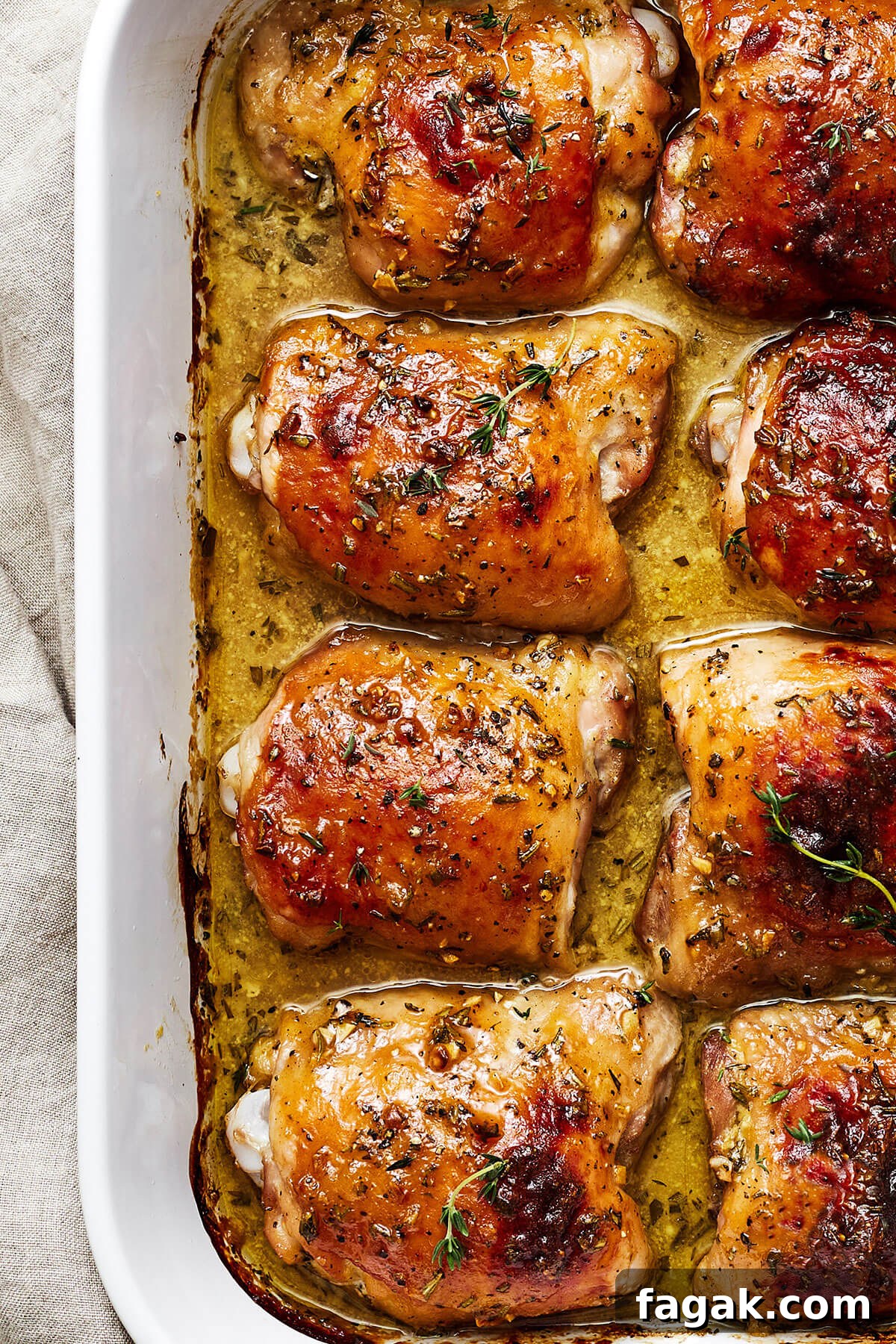 A set of baked honey mustard chicken thighs