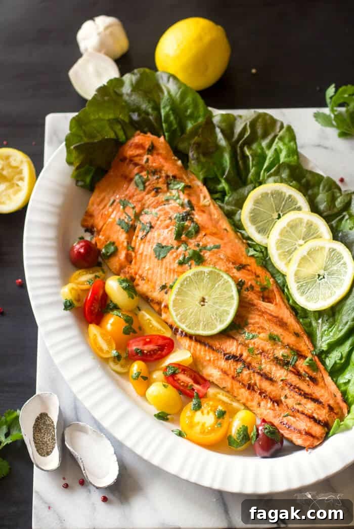 Delicious recipe for marinated salmon grilled to perfection, Cuban-style.
