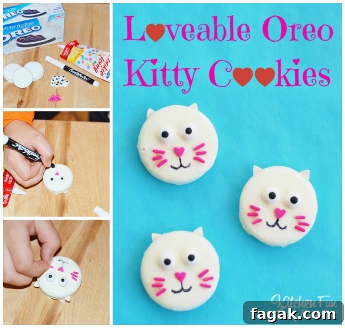 Easy Valentine Oreo Kitty Cat Cookies 