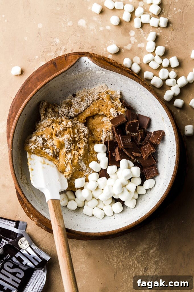 fold in marshmallows and chocolate