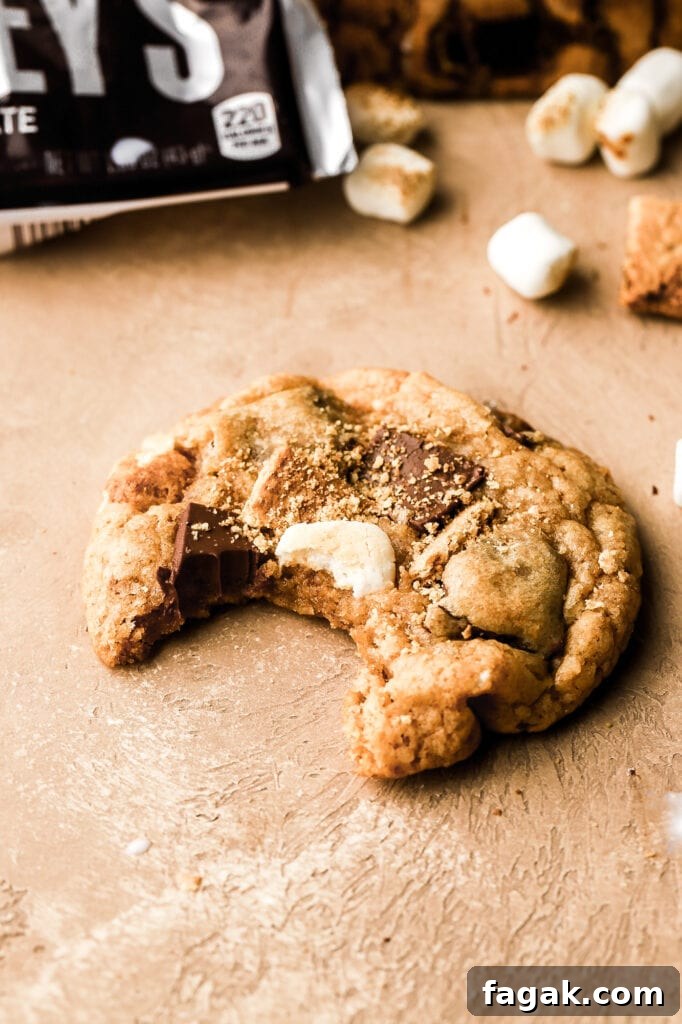 s'mores cookies with bite taken out