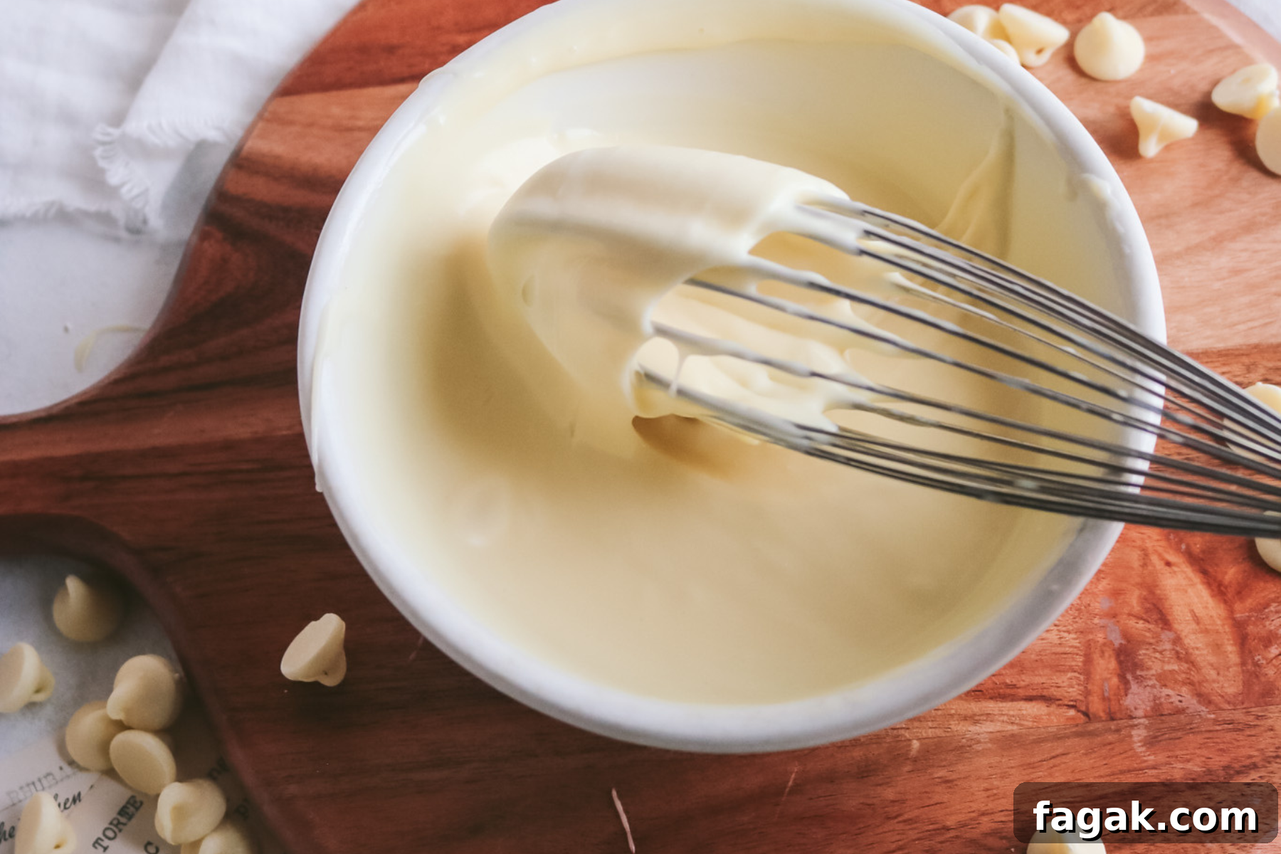 thick white chocolate ganache in a bowl