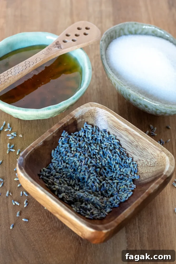 Honey lavender syrup ingredients.