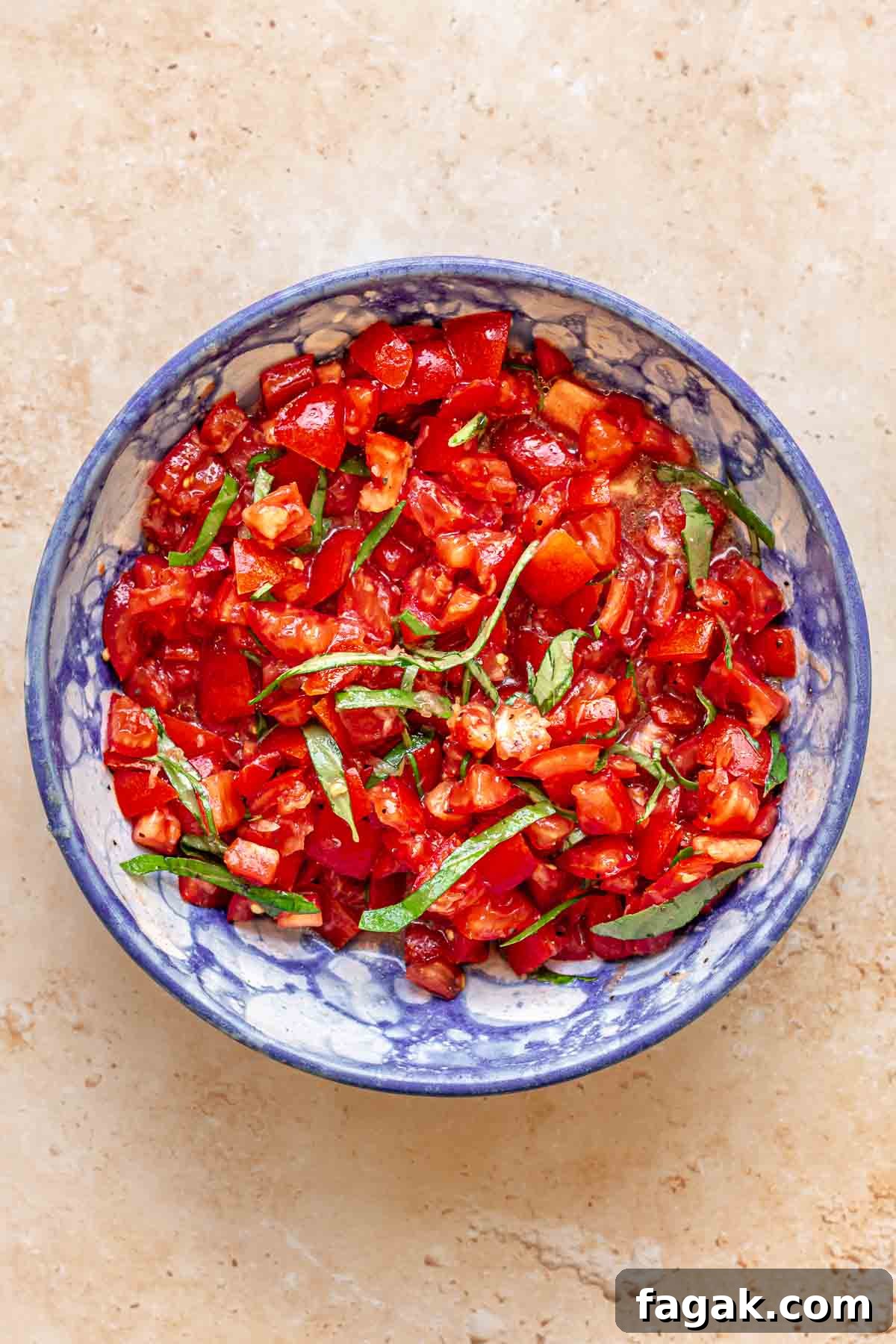Tomato bruschetta in a bowl.