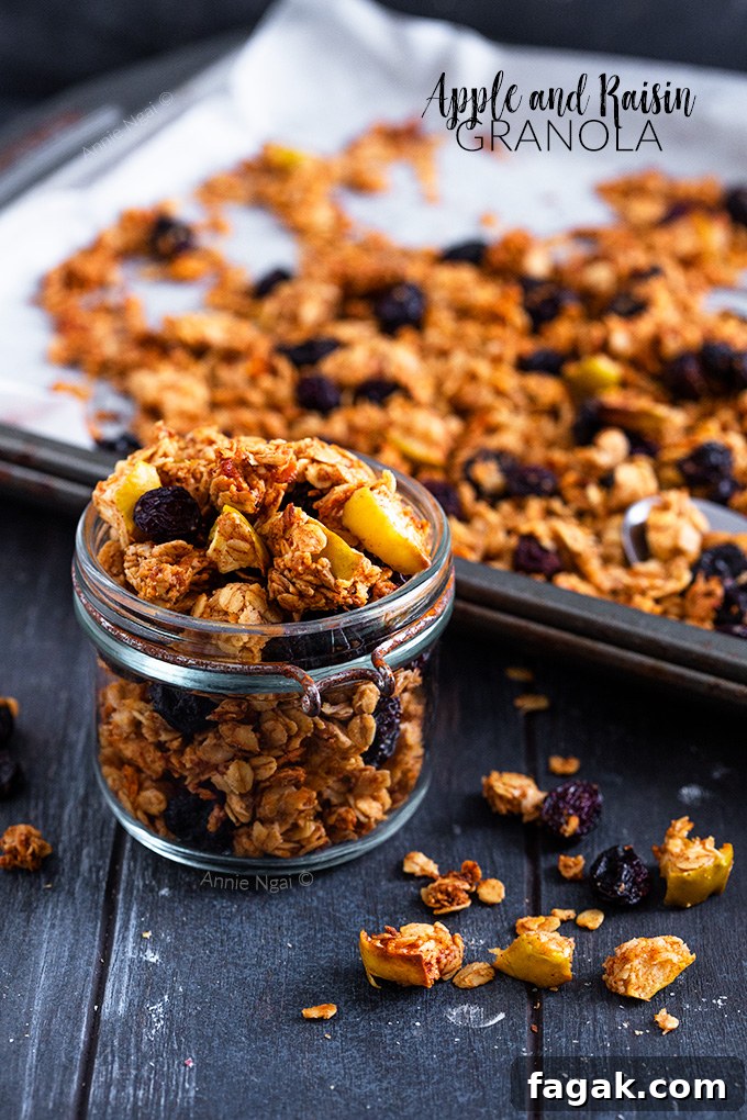 This crunchy Apple and Raisin Granola is easy to make and nut free! Make a batch at the weekend and then have breakfast sorted for the whole week!