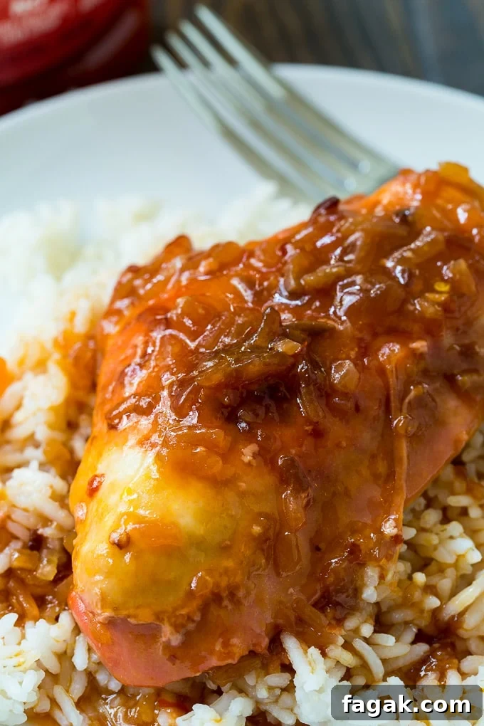 Crockpot Catalina Chicken is both sweet and tangy.
