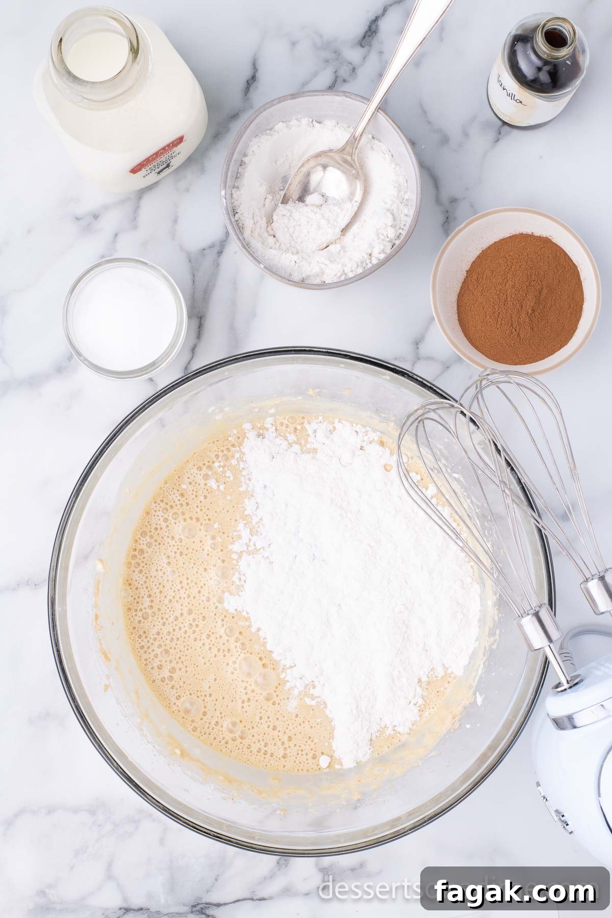 Wet and dry ingredients combined.