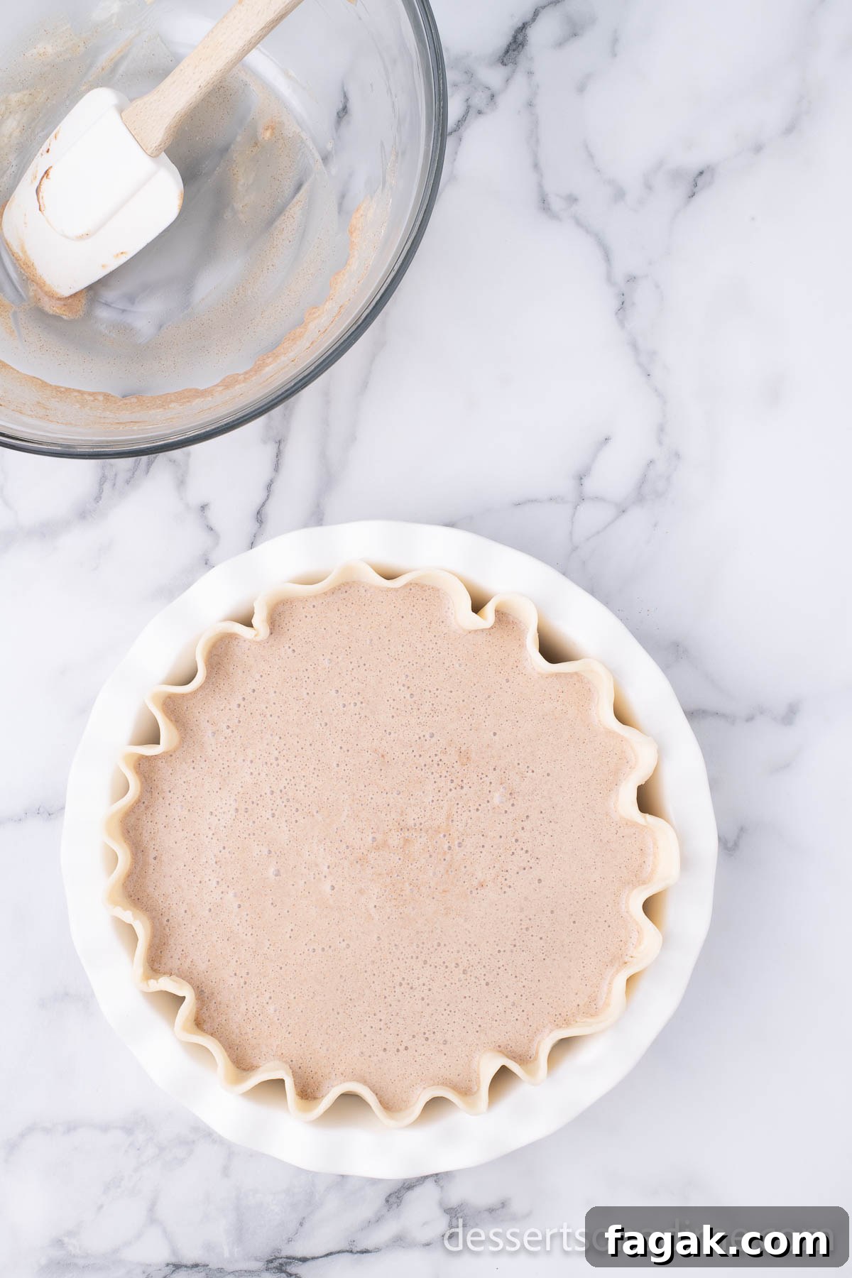 Mixture poured into pie plate.